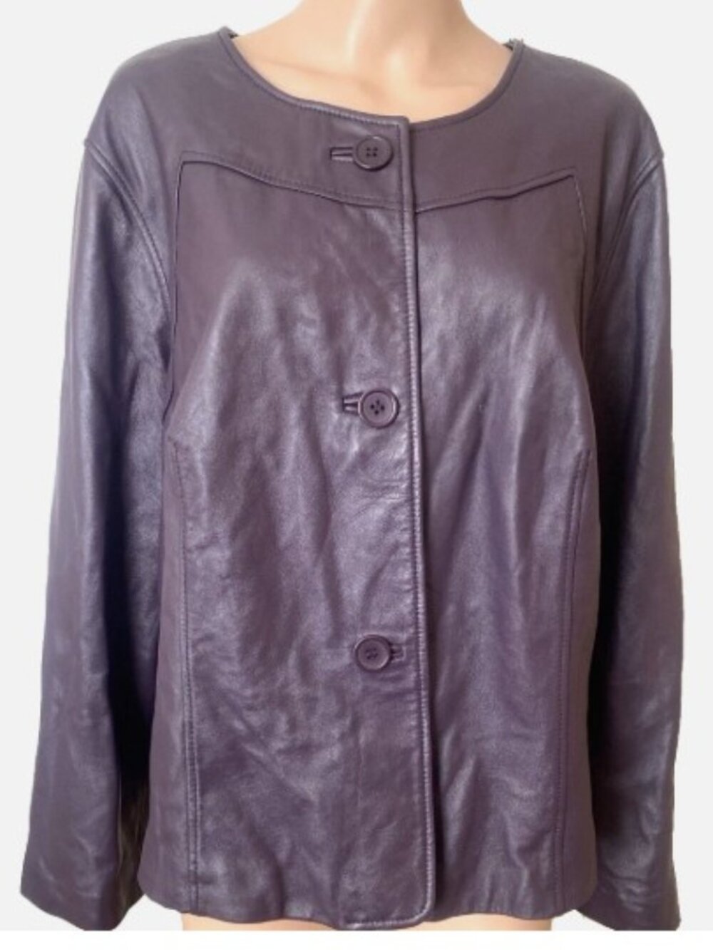 WORTHINGTON WOMAN Purple Genuine Leather Blazer Jacket 2X - 3X